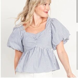 Old Navy Blue and White Striped Blouse